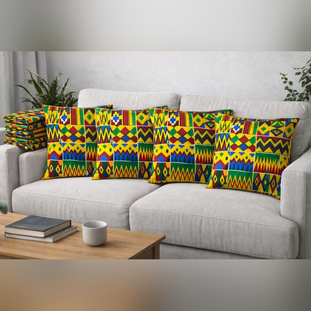 4-Pack Handmade African Print Pillow Covers